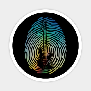 Fingerprint Bass Guitar Outline Colorful Theme Magnet